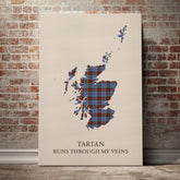 Anderson Modern Tartan Scotland Map Canvas – “Tartan Runs Through My Veins” Wall Art